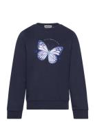 Tom Tailor Sweatshirt With Butterfly Print Marinblå