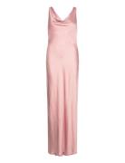 Malina Leah Cowl Satin Maxi Dress Rosa