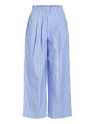 Objpoplina Hw Pant 132 Bottoms Trousers Wide Leg Blue Object