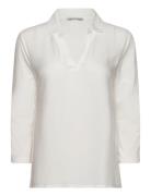 T-Shirt Fabric Mix W Collar Tops Knitwear Jumpers White Tom Tailor