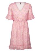 Vmsmilla 2/4 Short Dress Wvn Ga Kort Klänning Pink Vero Moda