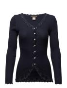 Rosemunde Rwbabette Ls V-Neck Regular Lace Ca Blå