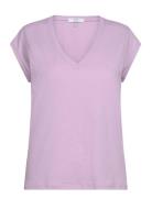 Cc Heart V-Neck T-Shirt Tops T-shirts & Tops Short-sleeved Purple Cost...