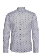 Printed Superflex Shirt L/S Tops Shirts Business Blue Lindbergh