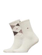 Th Women Check Sock 2P Lingerie Socks Regular Socks Cream Tommy Hilfig...