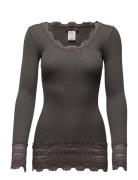 Rosemunde Silk T-Shirt W/ Lace Grå