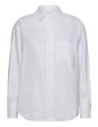 Linen Relaxed Shirt Tops Shirts Long-sleeved White Calvin Klein