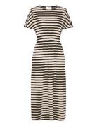 Slfamelie 2/4 Midi Stripe Dress B Knälång Klänning Black Selected Femm...