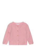 Button Knit Cardigan Tops Knitwear Cardigans Pink Mango