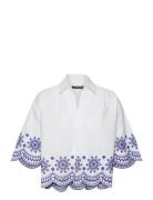 French Connection Alissa Cotton Embroid Popover Vit