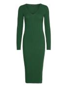 Mango Ribbed V-Neck Dress Grön