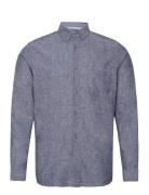 Cotton Linen Shirt Tops Shirts Casual Blue Tom Tailor