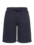 Mango Textured Cotton-Blend Bermuda Shorts Marinblå