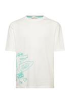 Mango Printed Cotton-Blend T-Shirt Vit