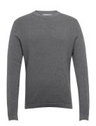 Selected Homme Slhrocks Ls Knit Crew Neck W Grå