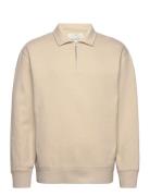 GANT Logo Half Zip Beige