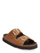 Sl Beatriz Leather Platta Sandaler Brown Scholl