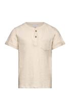 Top Ss Essentials W Placket Tops T-shirts Short-sleeved Beige Lindex