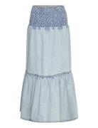 Gina Tricot Smock Flounce Denim Skirt Blå