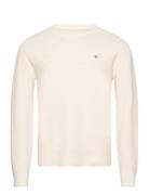 Milano Knit Cotton Butt D C-Neck Tops Knitwear Round Necks Cream GANT