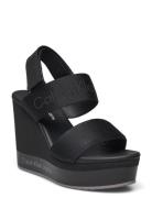 Calvin Klein Wedge Sandal Webbing In Mr Svart