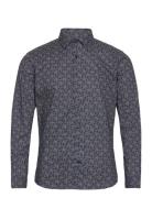 Lindbergh Aop Floral Shirt L/S Marinblå