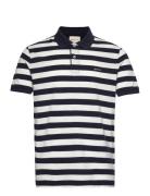 GANT Stripe Ss Pique Polo Blå