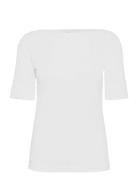 Lauren Ralph Lauren Stretch Cotton Boatneck Tee Vit