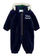 Mini Rodini What's Cooking Faux Fur Baby Overall Marinblå