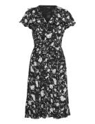 Lauren Ralph Lauren Floral Belted Georgette Dress Svart