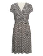 Lauren Ralph Lauren Houndstooth Jersey Surplice Dress Svart