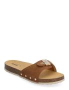 Sl Pescura Margot Suede Platta Sandaler Brown Scholl