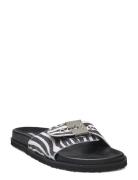 Sl Pescura Anne Printed Suede Platta Sandaler Black Scholl