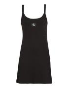 Calvin Klein Jeans Woven Label Rib Tank Dress Svart