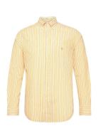 Reg Cotton Linen Stripe Shirt Tops Shirts Casual Yellow GANT