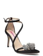 Amy Satin Heart Sandal Med Klack Black Custommade