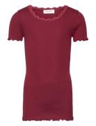 Rosemunde Kids Silk T-Shirt W/ Lace Burgundy