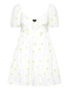 Puff Sleeve Mini Dress Kort Klänning White Gina Tricot