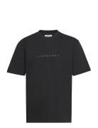 Over D Embroidery Tee S/S Tops T-shirts Short-sleeved Black Lindbergh