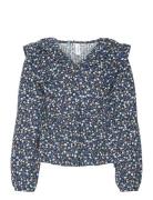 Vero Moda Girl Vmfia Ls V-Neck Crop Top Wvn Girl Blå