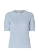 Selected Femme Slfelinna New Ss Knit Top Noos Blå