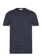 Lindbergh Striped Tee S/S Marinblå