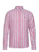 Morris Happy Linen Stripe Bd Shirt Rosa