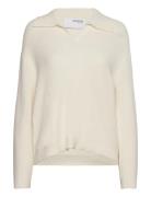 Selected Femme Slfhilma Liva Ls Polo Neck Knit Beige