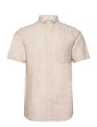 GANT Reg Linen Ss Shirt Beige