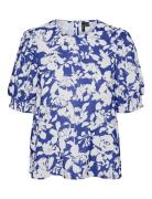 Vmfrej 2/4 Kerry Top Wvn Exp Tops Blouses Short-sleeved Blue Vero Moda