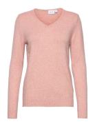 Vila Viril V-Neck L/S Knit Top - Noos Rosa