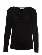 Viscose T-Shirt Tops T-shirts & Tops Long-sleeved Black Rosemunde