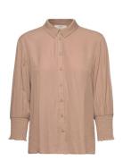 Nolacr Shirt Tops Shirts Long-sleeved Beige Cream