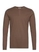 Sdvinton Tee Ls Tops T-shirts Long-sleeved Brown Solid